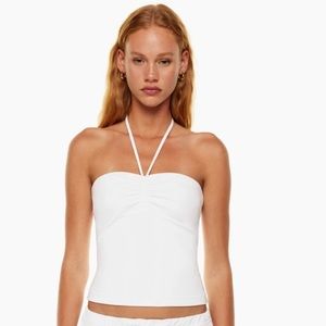 Aritzia TNA White Hold-It Mila Halter Top Size S